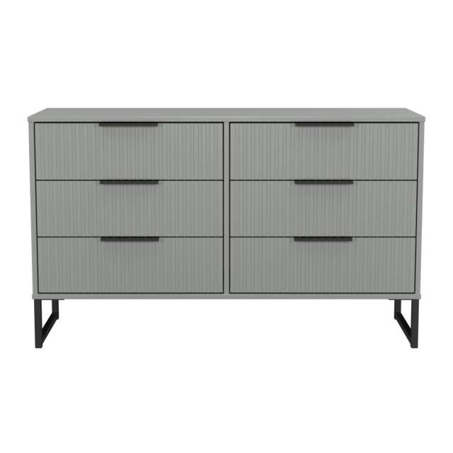 Menai 6 Drawer Wide Chest of Drawers in Dusk Grey (Ready Assembled) Grey Dusk Grey
