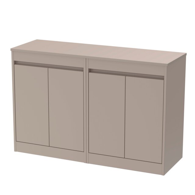 Balterley Chartley Contemporary Floor Standing 4 Door Vanity Unit with Laminate Worktop, 1200mm, Taupe