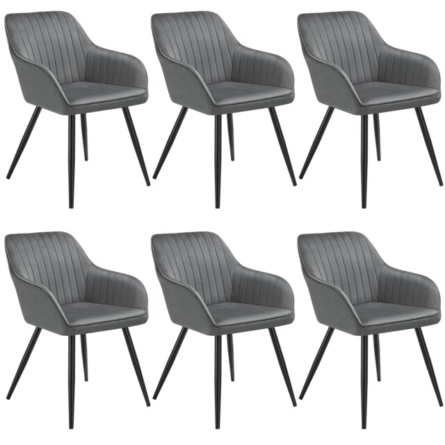 Chair Marilyn - velvet look, quilted, continuous backrest, slim steel legs Grey grey/black One Size 6