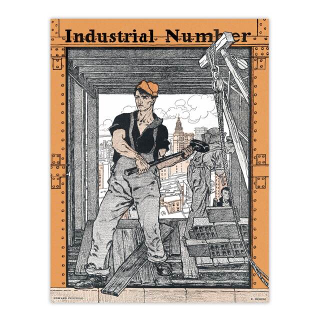 "Industrial Number Worker Vintage Wall Art Print Edward Penfield 24x32"""