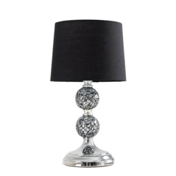 ValueLights Harmony Chrome And Mosaic Crackle Glass Table Lamp With Black Shade Black