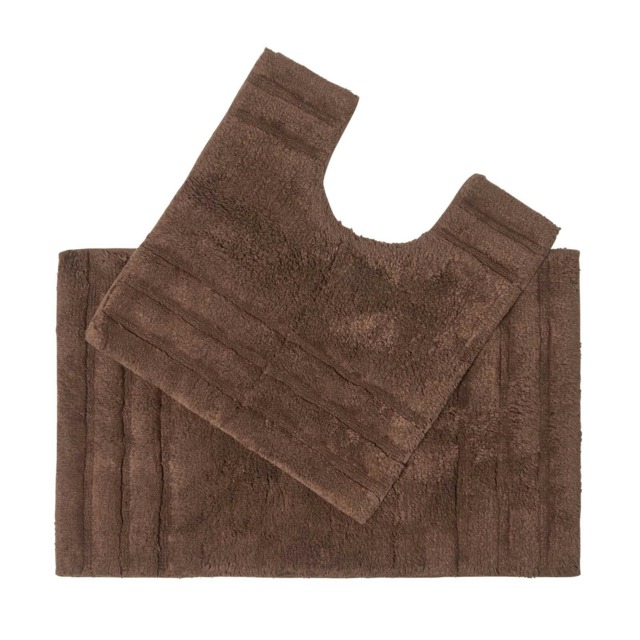 Homescapes Spa Supreme Luxury Brown Bath Mat and Pedestal Set