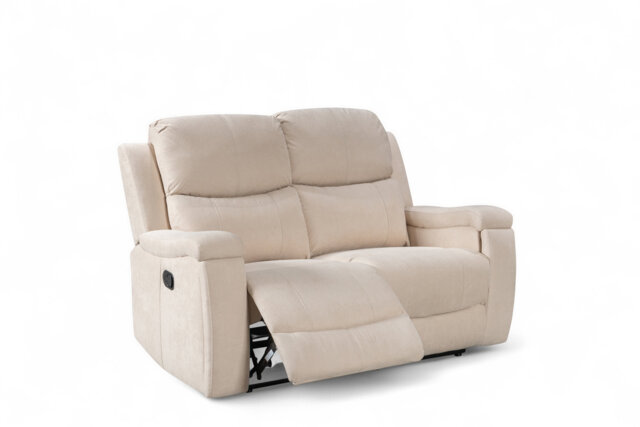 Beige Fabric 2 Seater Manual Recliner Sofa VISCONTI