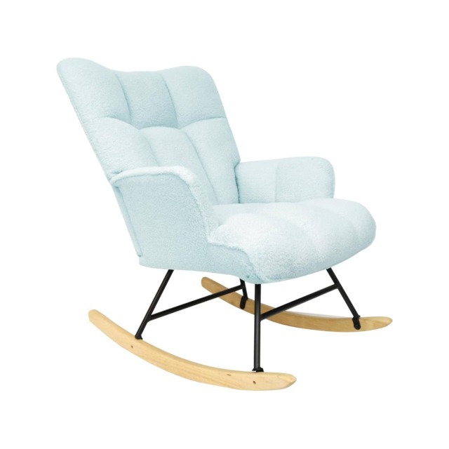 Alivio Comfortable Teddy Rocking Arm Chair with High Backrest (Blue)