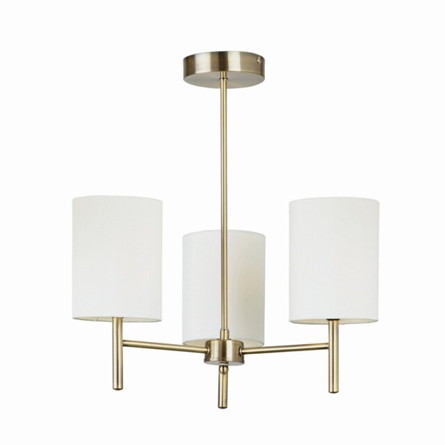 Brio 3 Light Semi Flush Multi Arm Ceiling Light Antique Brass, E14