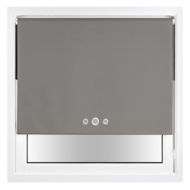 FURNISHED Blackout Roller Blind with Triple Eyelets & Metal Fittings Grey Dark Grey (W) 55cm x (L) 210cm