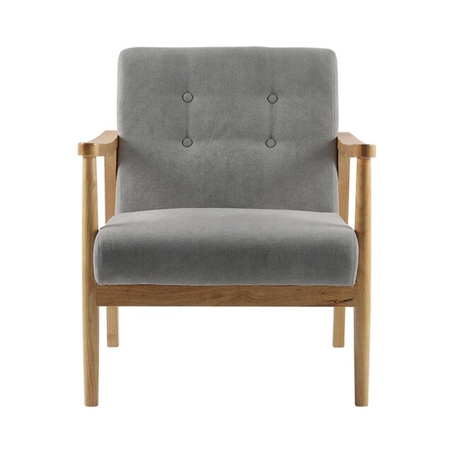 Living and Home Wood Frame Upholstered Armchair - Grey - 74cm