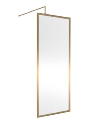 Balterley Toughened Safety Glass Wetroom Screen with Support Bar Copper Brushed Brass