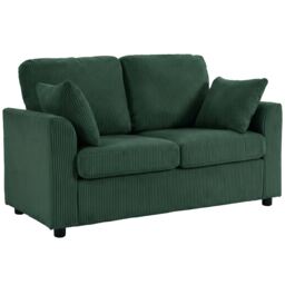 HOMCOM 2 Seater Sofa, Corduroy Small Couch with Spring Cushion, Dark Green