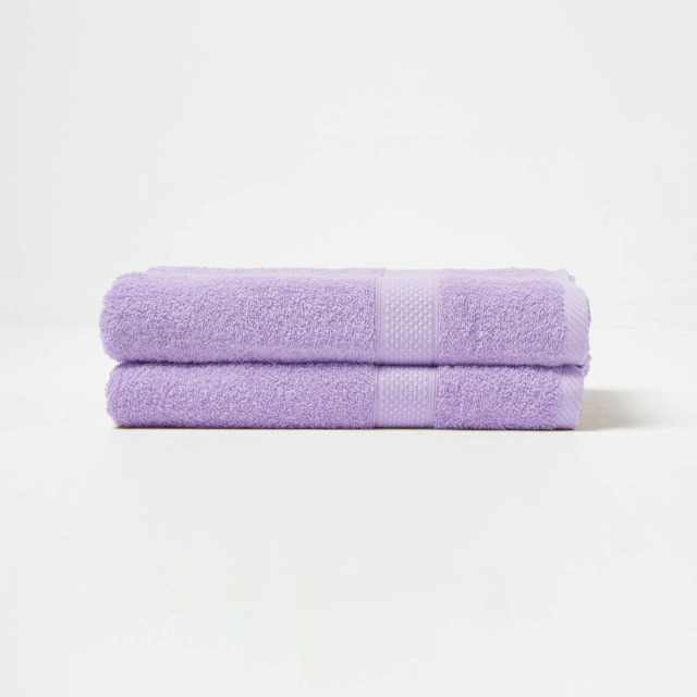 Homescapes Turkish Cotton Bath Towel Set of 2 - Lilac Purple Bath towel 2