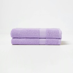 Homescapes Turkish Cotton Bath Towel Set of 2 - Lilac Purple Bath towel 2