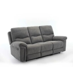 Fosse 3 Seater Manual Recliner Fabric Sofa Grey Dark Grey Three Seater