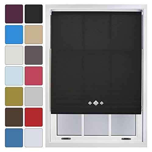 FURNISHED Daylight Roller Blinds with Triple Diamond Eyelet Cut to Size Sheer Fabric Black Black (W) 210cm x (L) 165cm