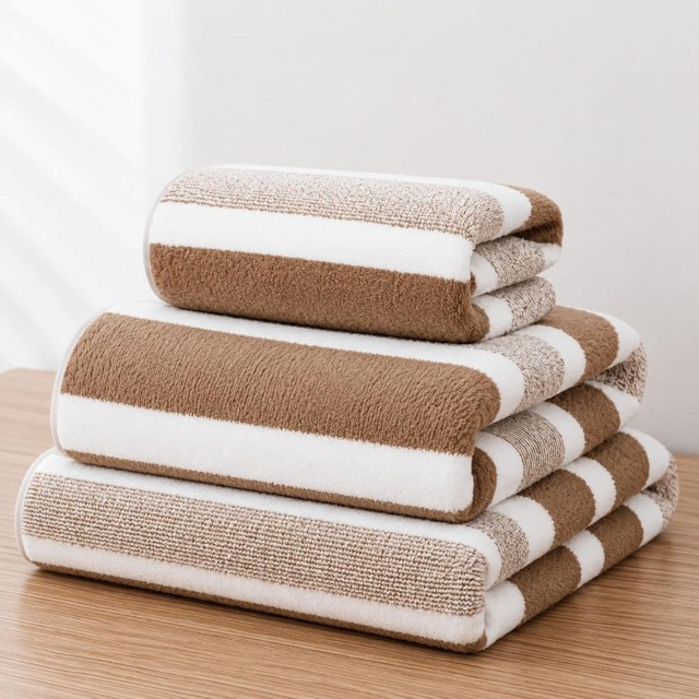 Dyzi Ultra Absorbent Striped Towel Set Pack of 3 Quick Dry Hand & Bath Towels