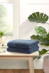 Eden Weave Pure Cotton Bath Sheet Towels Set Of 2 Blue Bath sheet 2
