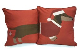 Long Xmas Sausage Dog Cushion Cover with Cusion Pads (43x43 cm) Multi Multi 43 x 43 cm 1