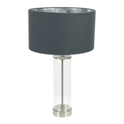 ValueLights Balan Brushed Chrome Table Lamp Charcoal Chrome Shade