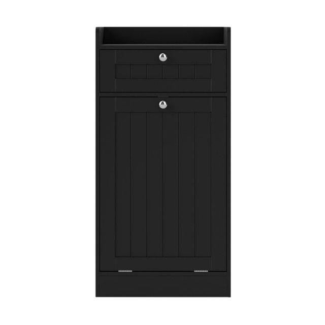 COSTWAY Tilt-Out Laundry Cabinet Bathroom Storage Black