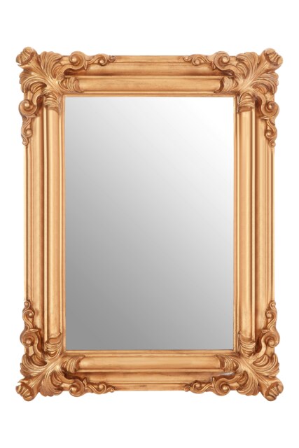 Orsina Luxe Gold Wall Mirror With Floral Corners & Ridged Frame, Decorative Square Mirror, Statement Wall Mirror