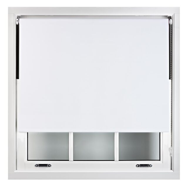 Blackout Roller Blind 220cm Wide x 165cm Long Metal Fittings White White