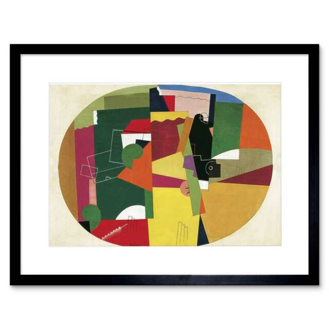 "George Valmier Paysage Abstract Landscape Painting 9x7"" Black Framed Wall Art Print"