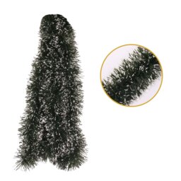 2m Christmas Fine Cut Green Snow Tipped Tinsel