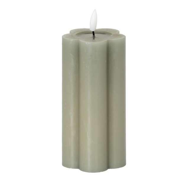 Luxe Collection Natural Glow 2.75x6 Pillar LED Candle - Plastic - L7 x W7 x H15 cm - Grey