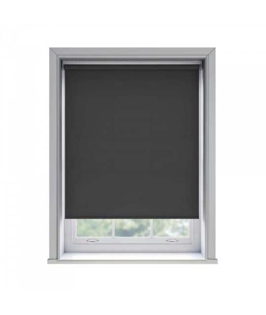155cm No Drill Black Thermal Blackout Roller Blind (170cm Drop) Black