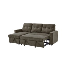 Reegan L-Shaped Universal Corner Sofa Bed with Hidden Storage - Taupe Brown Taupe Three Seater 1