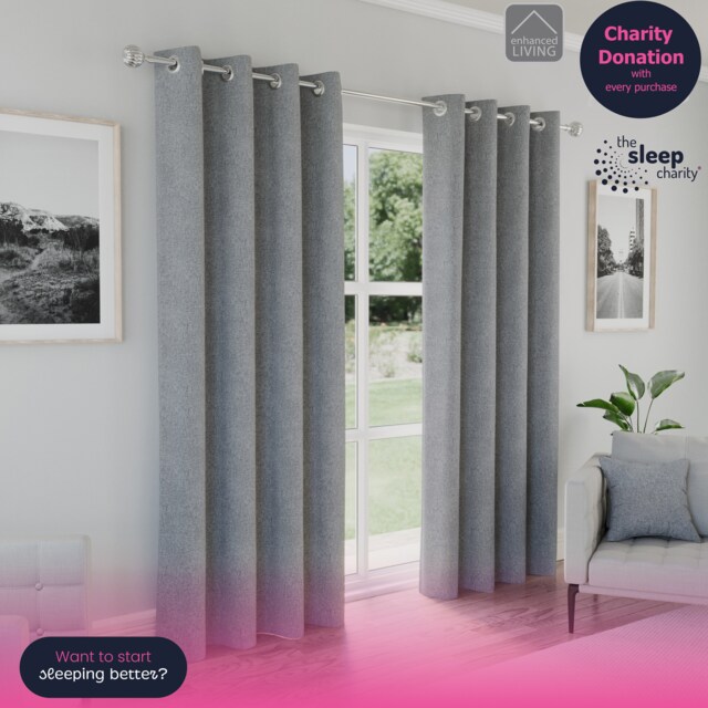 Enhanced Living Austin Blackout, Thermal Grey Curtains with Eyelet Header (PAIR) - 66x90 inch (168x229cm) Grey Grey 2