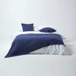 Homescapes Cotton Cable Knit Throw - Navy Blue - 150 x 200 cm