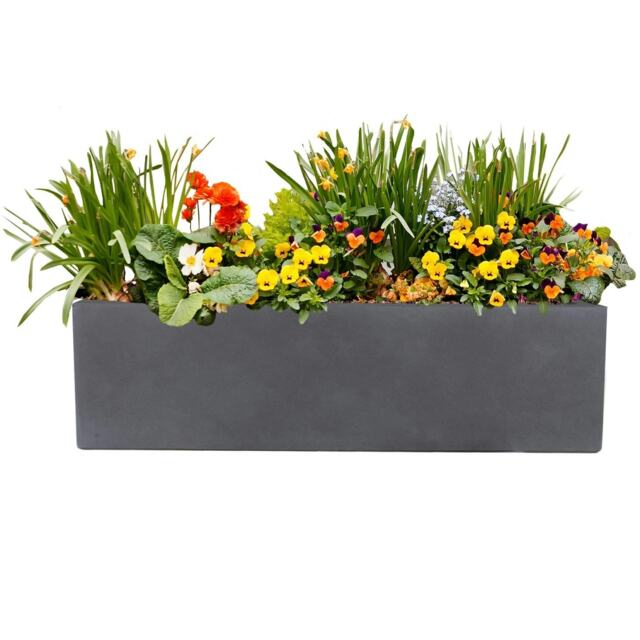 Window Box Light Concrete Dark Grey Garden Planter L60 W17 H17.5 cm, 18 ltrs Cap.