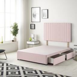Texas Divan Bed Base with 2 Drawers & 30 Inch Headboard Plush Velvet Pink Pink