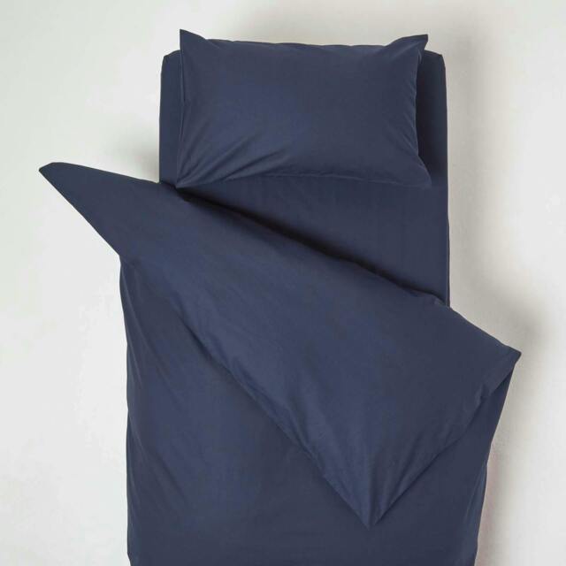 Homescapes Navy Cotton Cot Bed Duvet Cover Set - 200 Thread Count Blue