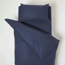 Homescapes Navy Cotton Cot Bed Duvet Cover Set - 200 Thread Count Blue