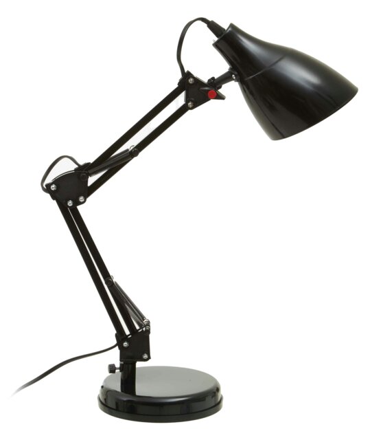 Interiors by Premier Black Desk Lamp, Adjustable Arm And Head With Sleek Metal Frame, Matte Finish Offers Clean