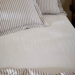 Yard Hebden Narrow Stripe Cotton Fitted Sheet Purple Mauve