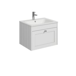 Balterley Wall Hung 1 Drawer Unit with Stone Basin 1 Tap Hole White 431 x 600 x 453mm