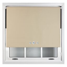 FURNISHED Custom Fit Blackout Roller Blinds with Triple Round Eyelets & Metal Fittings Brown Cappuccino (W) 120cm x (L) 165cm