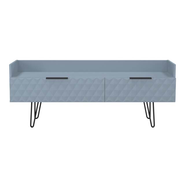 Islay 2 Drawer TV Console Unit in Denim Blue (Ready Assembled) Blue Denim Blue