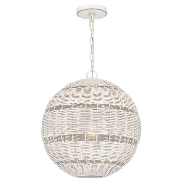Quoizel Lindendale Spherical Pendant Ceiling Light Contemporary Antique White IP44 1x E27
