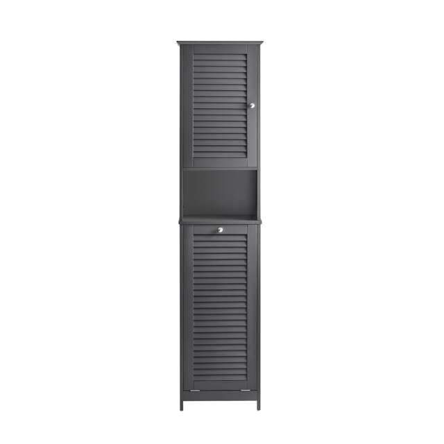 SoBuy BZR124-DG,Tall Bathroom Storage Cabinet with Laundry Basket Grey Grey 1