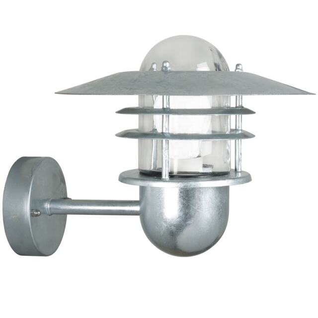 Nordlux Agger Outdoor Wall Light Silver Galvanized steel Solar E27 Sensor Coastal/Marine Safe - Mains Powered, IP54 Silver Galvanized