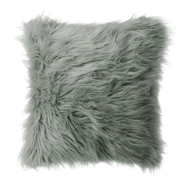 Living and Home Square Fluffy Faux Fur Throw Pillow Cover, Grey, 45cm L x 45cm W Grey