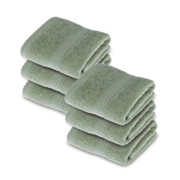 Homescapes Turkish Cotton Sage Green Face Cloth - Set of 6