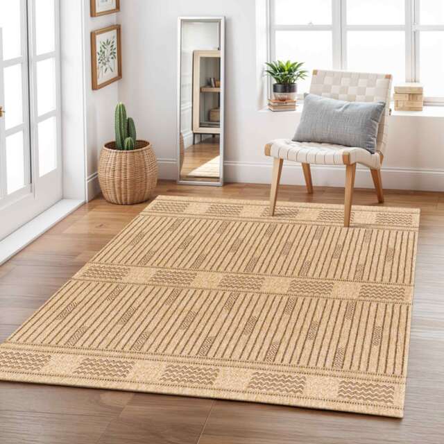 LIVABLISS Mirage-Cottage Fringe In- & Outdoor Jute-Look Rug 160 x 213 cm Tan Brown