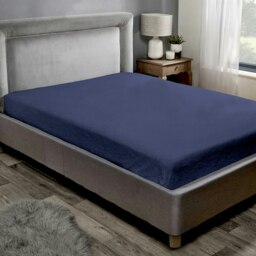 Teddy Fleece Fitted Sheet Sherpa Bed Sheets - Navy - Double Blue Double