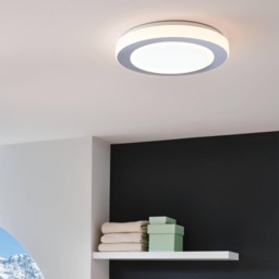 EGLO Carpi LED White/Chrome Round Bathroom Ceiling Light, 38.5cm