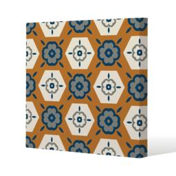 Rust orange background with gray, navy blue and beige (Canvas Print) Cream