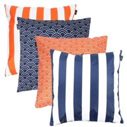4PK Cushion, Deck Stripe, x2 Navy,x2 Orange